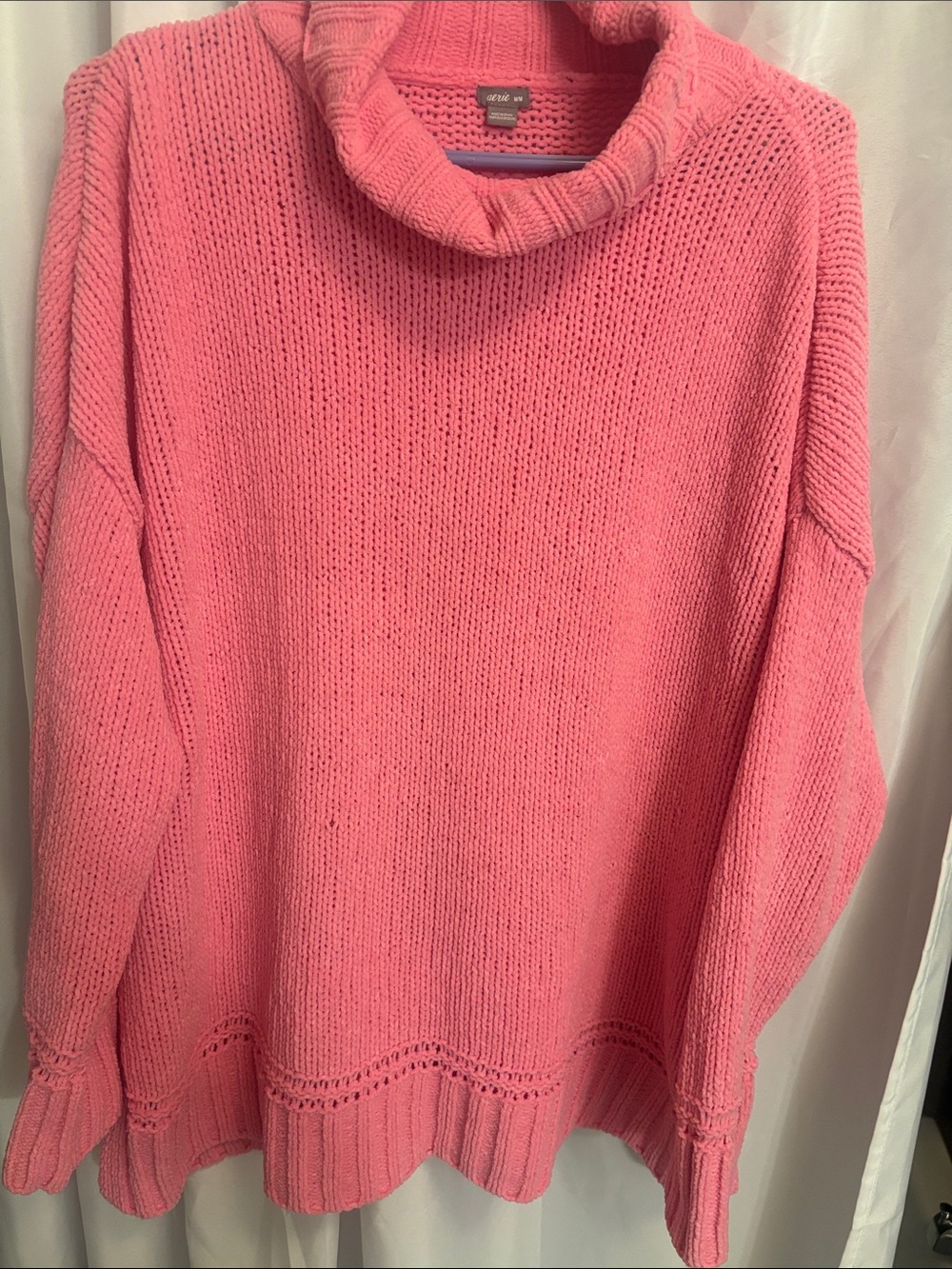aerie Coral Pink Cowl Neck Sweater